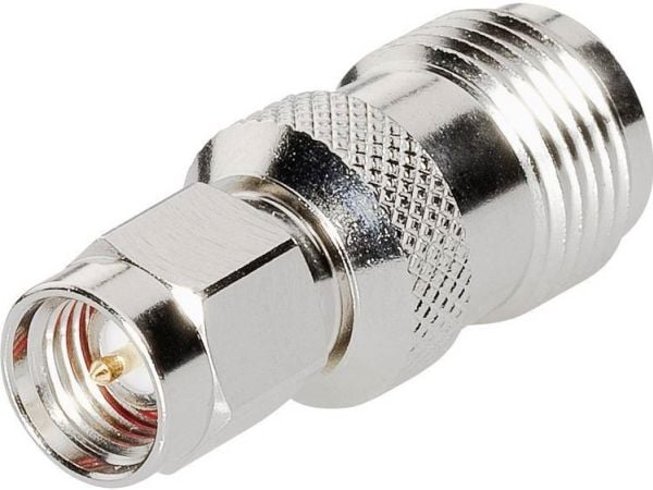BKL Electronic 0419424, N jack, RP 3.5 jack, Hankjønn/hunkjønn, 50 O, Sølv