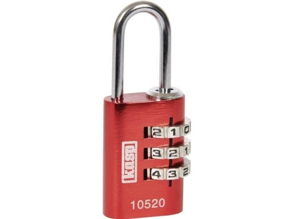 Kasp K10520REDD hengelås 20 mm rød kombinasjonslås