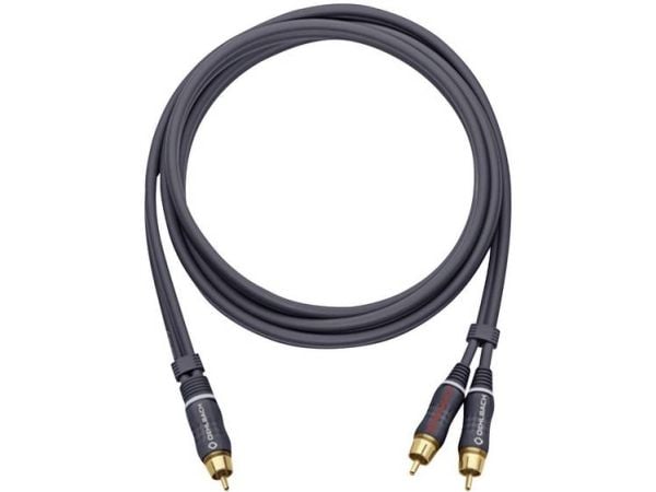 OEHLBACH BOOOM!, RCA, Hankjønn, 2 x RCA, Hankjønn, 2 m, Antrasitt