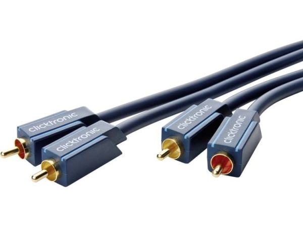 ClickTronic 1m Stereo Audio, Hankjønn, 2 x RCA, Hankjønn, 1 m, Blå