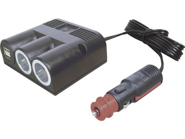 ProCar 67325501 Pro Car Savukkeensytyttimen jakelija-tyyppi Savukkeensytytinliittimien määrä 2 x Liitännät: USB 2 x Sallittu kuormitusvirta max. 16 A