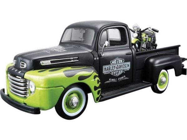 Maisto Ford Pick Up F1 ’48 og modell-motorsykkel FL Panhead Harley Davidson 1:24 modellbil