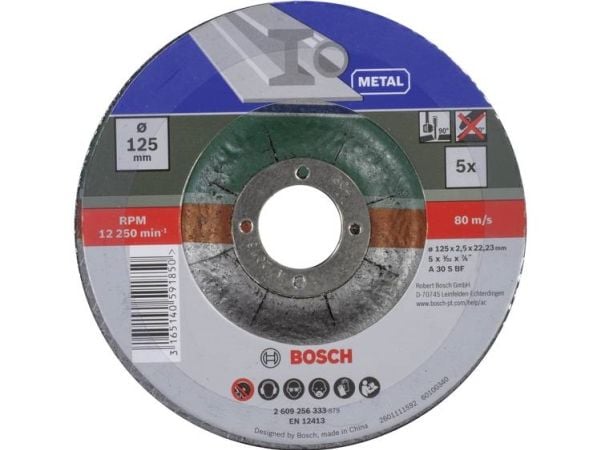 Bosch A 30 S BF - Skjæreskivesett - for ferrous metal - 5 deler - 125 mm - for UniversalGrind 18V-75