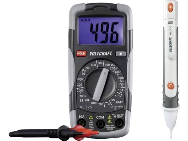 VOLTCRAFT 1214405 Hånd-multimittari digitaalinen CAT III 600 V Visning (counts): 2000