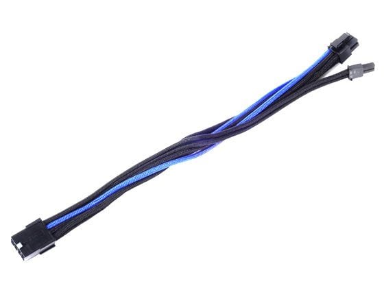 SilverStone PP07 - Förlängningskabel för ström - 8-stifts PCIe-ström (6+2) (hane) till 8-stifts PCIe-ström (hona) - 25 cm - svart/blå