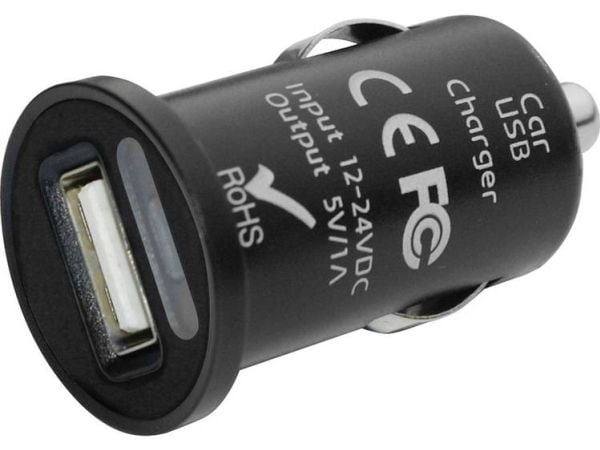 Eufab mini USB-ladeadapter, tillatt belastningsstrøm maks 1 A, passer til universell 12 V til 5 V og 24 V til 5 V