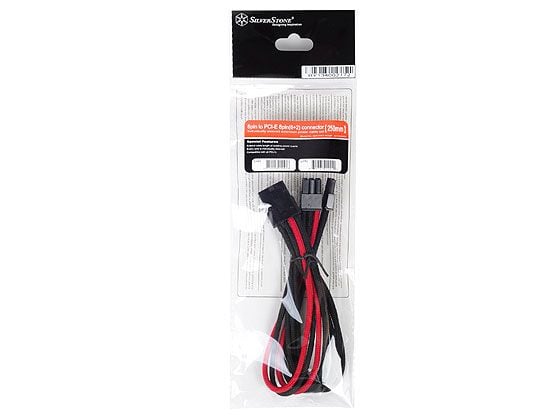 SilverStone PP07 - Förlängningskabel för ström - 8-stifts PCIe-ström (6+2) (hane) till 8-stifts PCIe-ström (hona) - 25 cm - svart / röd