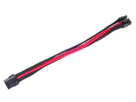 SilverStone PP07 - Förlängningskabel för ström - 8-stifts PCIe-ström (6+2) (hane) till 8-stifts PCIe-ström (hona) - 25 cm - svart / röd