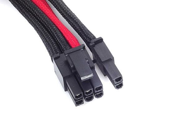 SilverStone PP07 - Förlängningskabel för ström - 8-stifts PCIe-ström (6+2) (hane) till 8-stifts PCIe-ström (hona) - 25 cm - svart / röd