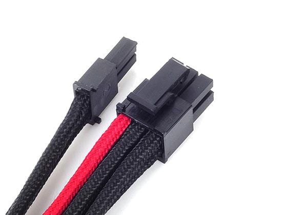 SilverStone PP07 - Förlängningskabel för ström - 8-stifts PCIe-ström (6+2) (hane) till 8-stifts PCIe-ström (hona) - 25 cm - svart / röd