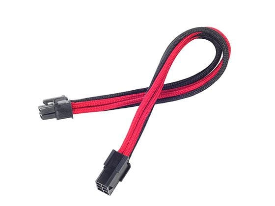 SilverStone PP07 - Strømforlengelseskabel - 6-pins PCIe-strøm (hunn) til 6-pins PCIe-strøm (hann) - 25 cm - sort / rød