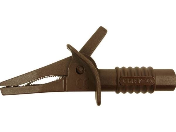 Cliff FCR7944 Krokotiiliklipsin turvaliitin 4 mm CAT II 1000 V, CAT III 600 V Ruskea