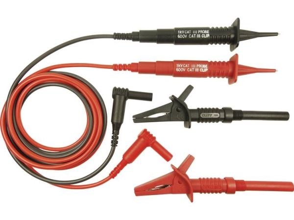 Cliff CIH3007 Turvatestausjohtosarja [liitin 4 mm - testikärki] 1,50 m Punainen, musta 1 kpl 1 kpl