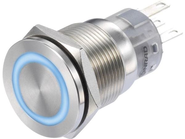 TRU COMPONENTS LAS1-AGQS-11E/B/12V Trykknap 250 V/AC 3 A 1 x Off/(On) Tastende Blå IP65 1 stk