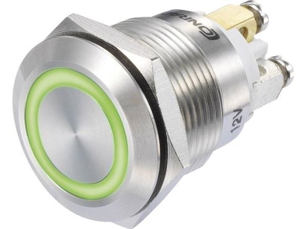 TRU COMPONENTS GQ19F-10E/G/12V/S Painonappi 48 V/DC 3 A 1 x Pois päältä/(Päälle) Kosketus vihreä IP65 1 kpl 1 kpl