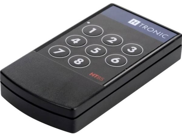 H-Tronic HT8S radiosender 8-kanals Frekvens: 868.35 / 869.05 / 869.55 MHz 3 V rekkevidde (maks i fritt terreng) 200 m