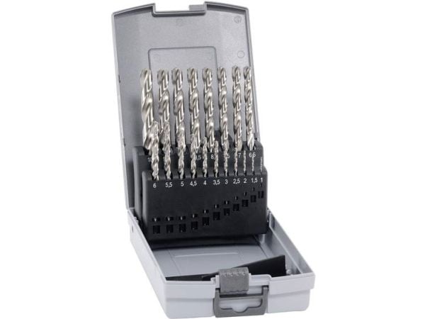 Alpen 102219100 HSS-E metall spiralbor-sett 19 deler 1 mm, 1,5 mm, 2 mm, 2,5 mm, 3 mm, 3,5 mm, 4 mm, 4,5 mm, 5 mm, 5,5 mm, 6 mm, 6,5 mm, 7 mm, 7,5 ...