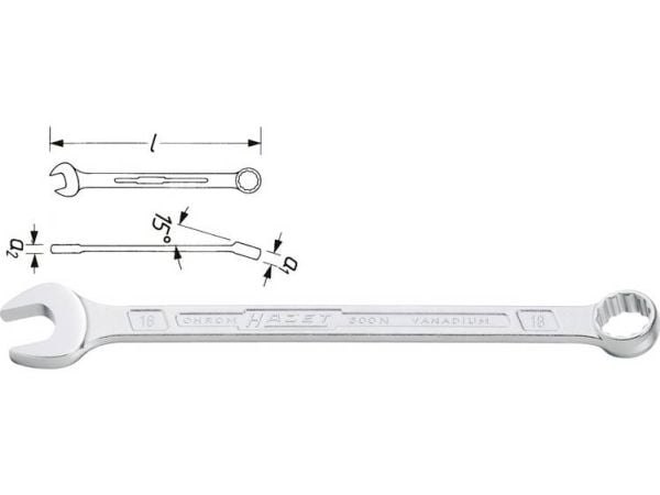 HAZET 600NA-1/2, 1/2", Krom, Stål, Krom, Matt, 15°