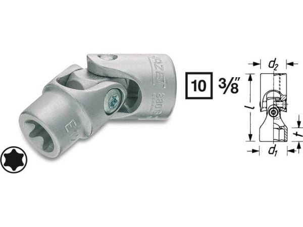 HAZET 880G-E12, Stikkontakt, 3/8", Metrisk, 1 hoder, E12, 1,9 cm