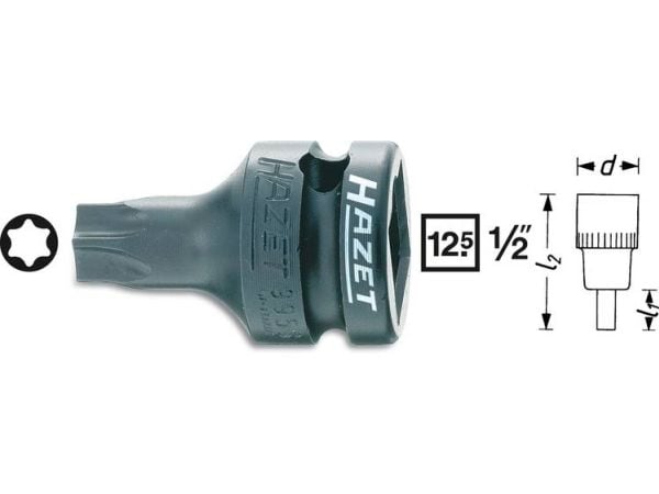 HAZET 995S-T30, Kraftpipe, Svart, 1 hoder, 1/2", Metrisk, 58 g