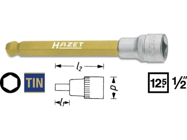 HAZET 986KK-12, 1 styck, 25,4 / 2 mm (1 / 2"), Stål, 140 mm, 161 g