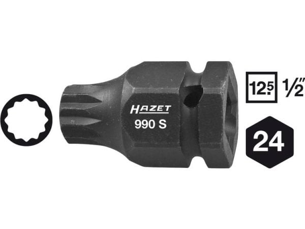 Hazet 990S-14 Multitand (XZN) Kraft-topnøgleindsats 14 mm 1/2 (12,5 mm)
