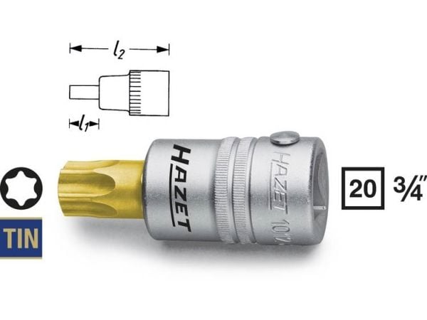 HAZET 1012-T70, Stikkontakt, 3/4", Metrisk, 1 hoder, T70, 80 mm