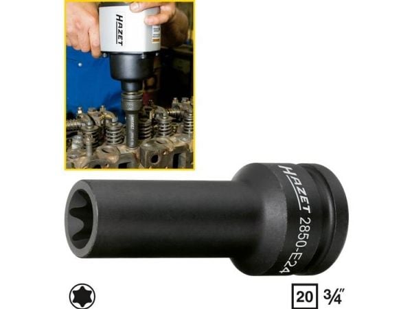 HAZET 2850-E24, Stikkontakt, 3/4", Metrisk, 1 hoder, 20 mm, E24