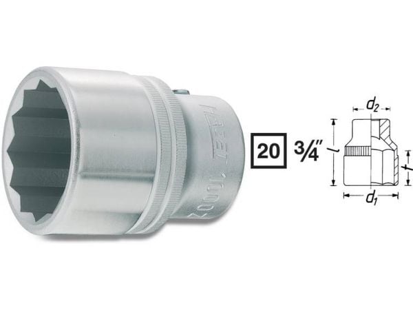 HAZET 1000AZ-1.5/8, Stikkontakt, 3/4", Imperisk, 1 hoder, 1-5/8", 5,55 cm