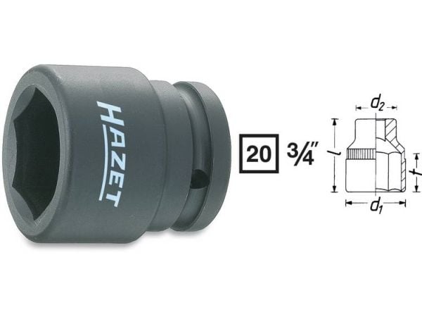 HAZET 1000S-36, 1 stykker, Sekskantet, 76,2 / 4 mm (3 / 4"), Kromvanadiumstål, 57 mm, 540 g