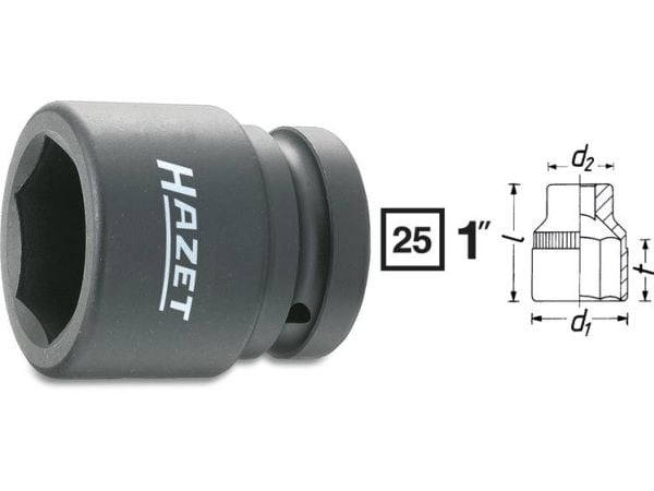 HAZET 1100S-30, Kraftpipe, Sort, 1 hoder, 1", Metrisk/imperisk, 30 mm