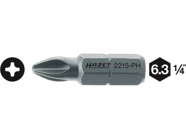 Hazet 2215-PH1 kryssspor-bit PH1, kvalitetsstål, slitesterk, 6,3, 1 stk