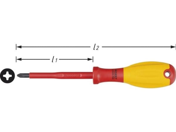 Hazet 810VDE-PH1 Stjerneskrutrekker PH 1 for elektrikere Bladlengde: 80 mm