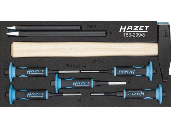 HAZET 163-299/8, Ajo-poranteräsarja, Musta, Sininen, 1,68 kg, 8 kpl, 342 mm, 172 mm