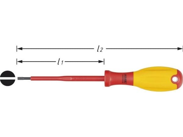 Hazet VDE flatmeisel skrutrekker, bladbredde: 3 mm, bladlåingde: 100 mm