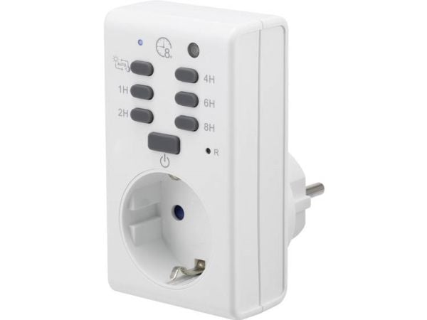 Renkforce 1289333 Pistorasia-ajastin Analoginen päiväkello 1800 W IP20 Hämärätoiminto, Countdown-toiminto