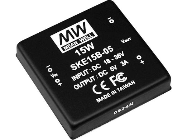 MEAN WELL SKE15B-12, 50,8 mm, 50,8 mm, 11 mm, 15 W, 18 - 36 V, 1250 mA