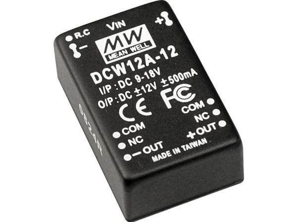 MEAN WELL DCW12A-15, 20,3 mm, 31,8 mm, 12,2 mm, 12 W, 9 - 18 V, 400 mA
