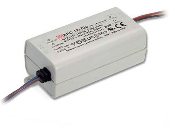 MEAN WELL APC-12-700, 12,6 W, IP42, 90-264 V, 47 ~ 63 Hz, 0.2/230VC;0.35/115VC, 0,7 A