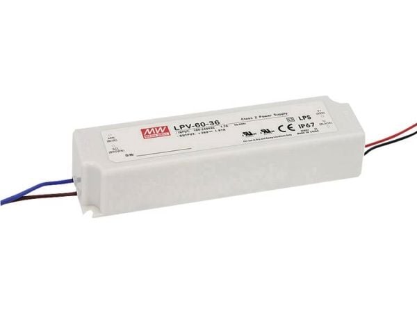 MEAN WELL LPV-60-15 LED-drivdon konstant spänning 60 W 0–4 A 15 V/DC ej dimbar överbelastningsskydd 1 st