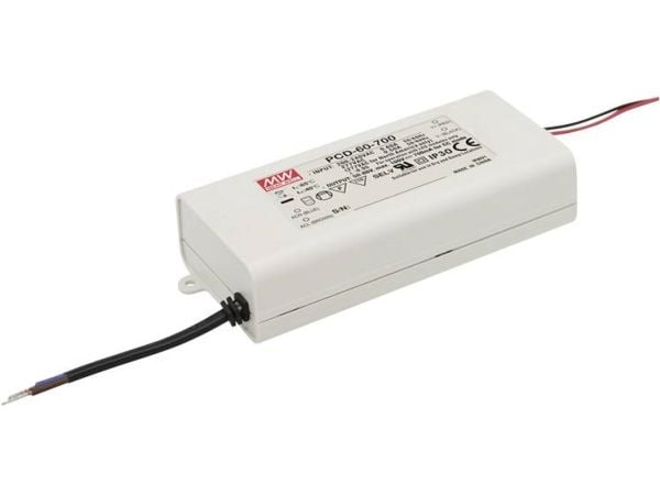 MEAN WELL PCD-60-700B, Lighting, Innendørs, 180 - 295 V, 60 W, 25 V, AC-to-DC