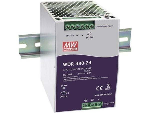 IMC Networks WDR-480-24, 480 W, 180 - 550, 47 - 63, Grå, -30 - 70 °C, -40 - 85 °C