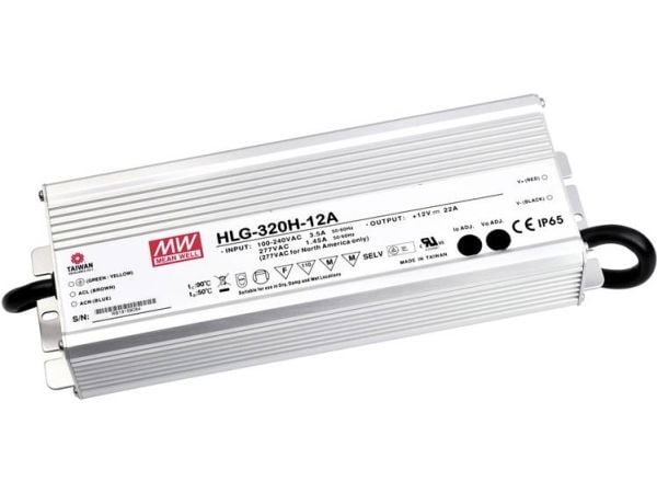 MEAN WELL HLG-320H-42A, 320 W, IP65, 90 - 305 V, 7,65 A, 42 V, 90 mm