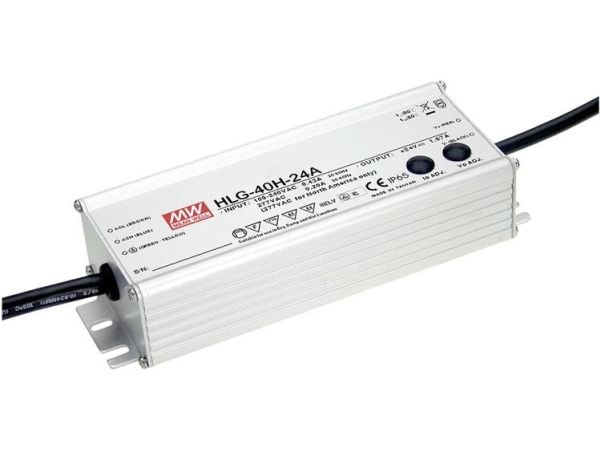 MEAN WELL HLG-40H-24A, 40,08 W, IP65, 90 - 305 V, 47 / 63 Hz, 0.23 - 0.43 A, 1,67 A