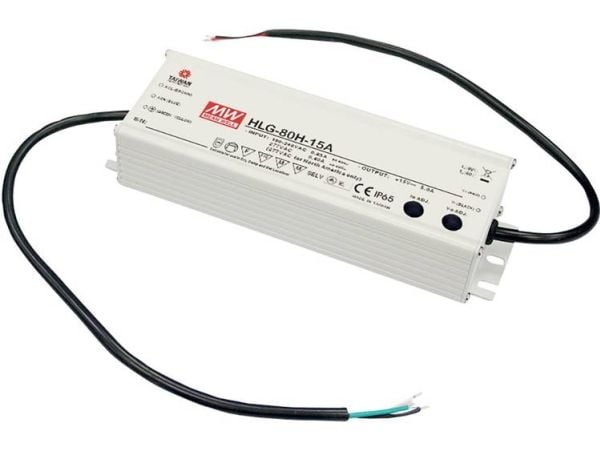 MEAN WELL HLG-80H-12B, 80 W, IP67, 90 - 305 V, 5 A, 12 V, 61,5 mm