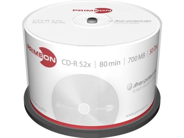 Primeon silver-protect-disc - 50 x CD-R - 700 MB (80 min) 52x - spindel