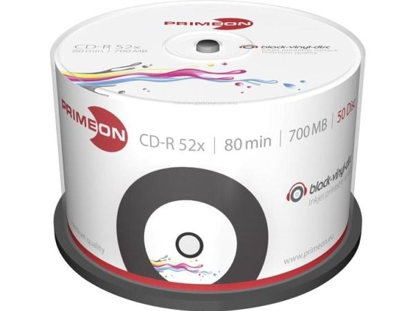 Primeon 2761107, 52x, CD-R, 120 mm, 700 MB, Kakeboks, 50 stykker