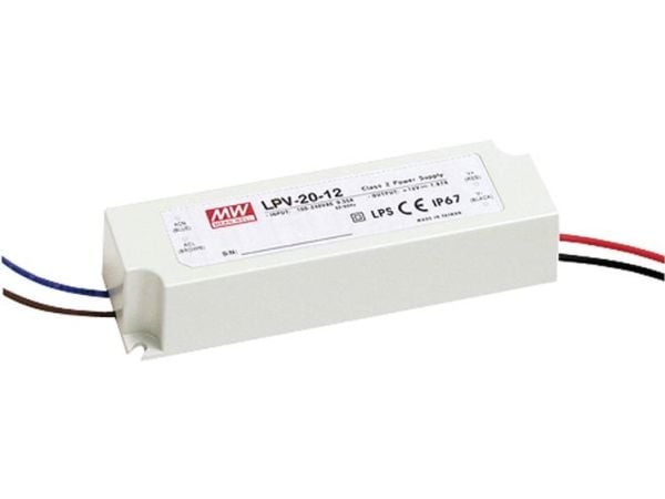 MEAN WELL LPV-20-24, Hvit, 90 - 264 V, 50 - 60 Hz, 118 mm, 26 mm, 35 mm
