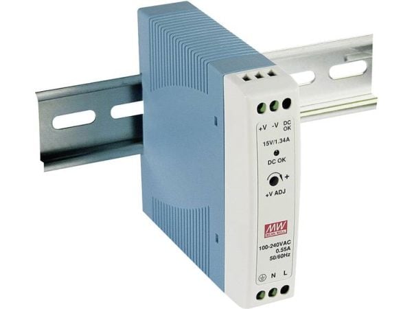 MEAN WELL MDR-20-5, 90 - 264 V, 20 W, 5 V, 3 A, RoHS, 100 mm