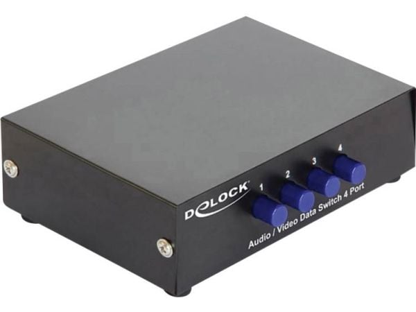 Delock Switch Audio / Video 4 port manual bidirectional - Video/audio switch - 4 x kombinasjons-video/lyd - stasjonær